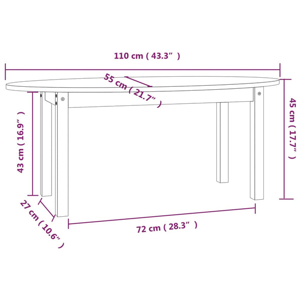 Couchtisch Angheli 110x55x45cm grau (Kiefer)