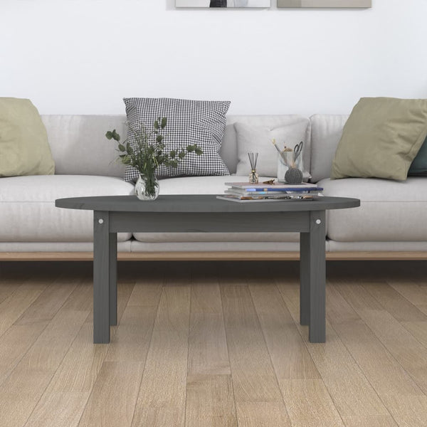Grauer Couchtisch Angheli 80x40x35cm (Kiefer)