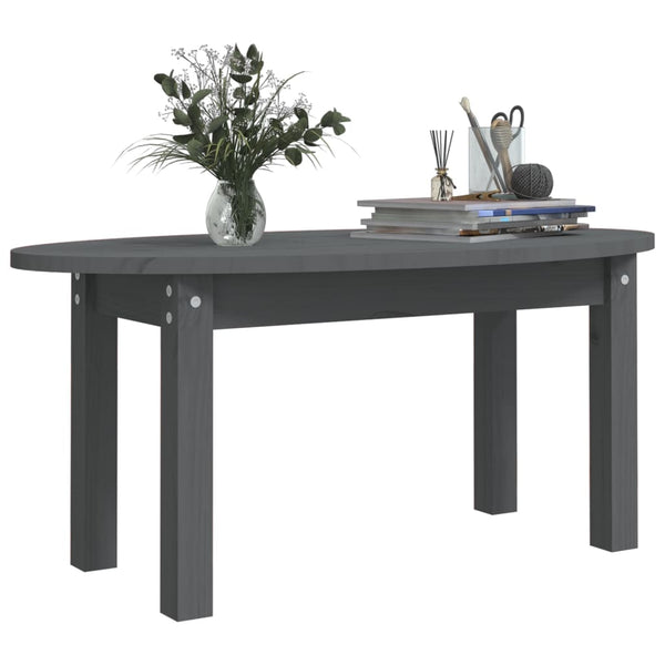 Grauer Couchtisch Angheli 80x40x35cm (Kiefer)