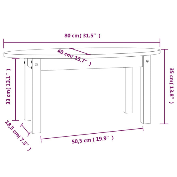 Grauer Couchtisch Angheli 80x40x35cm (Kiefer)