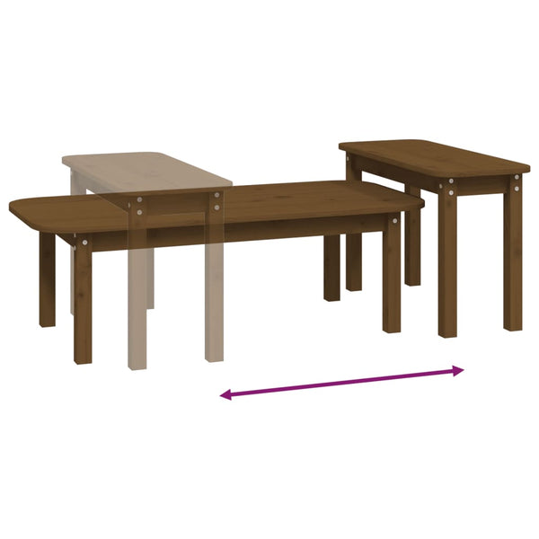 Honigbrauner Couchtisch-Set Aviana 2-teilig (Kiefer)
