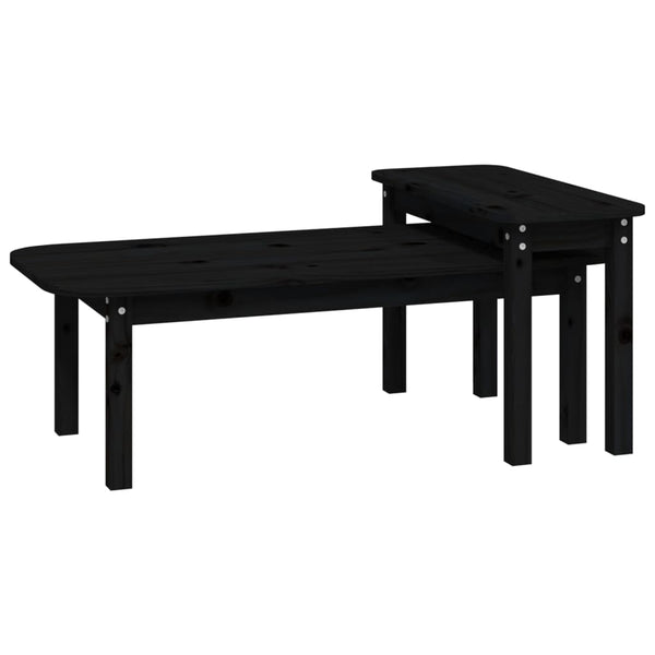 Schwarzes Couchtisch-Set Aviana (2-teilig, Kiefer)