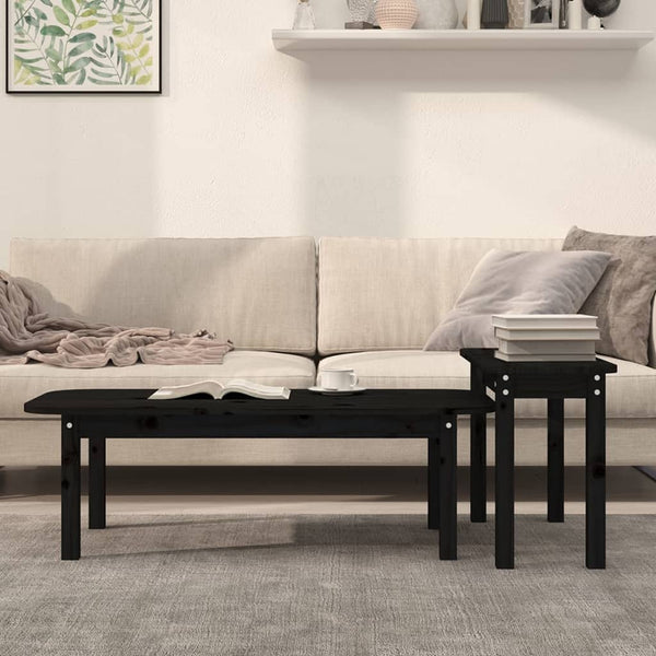 Schwarzes Couchtisch-Set Aviana (2-teilig, Kiefer)