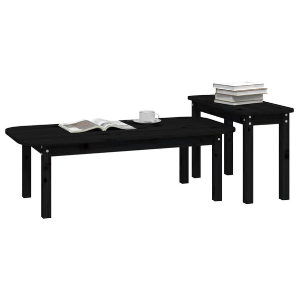 Schwarzes Couchtisch-Set Aviana (2-teilig, Kiefer)