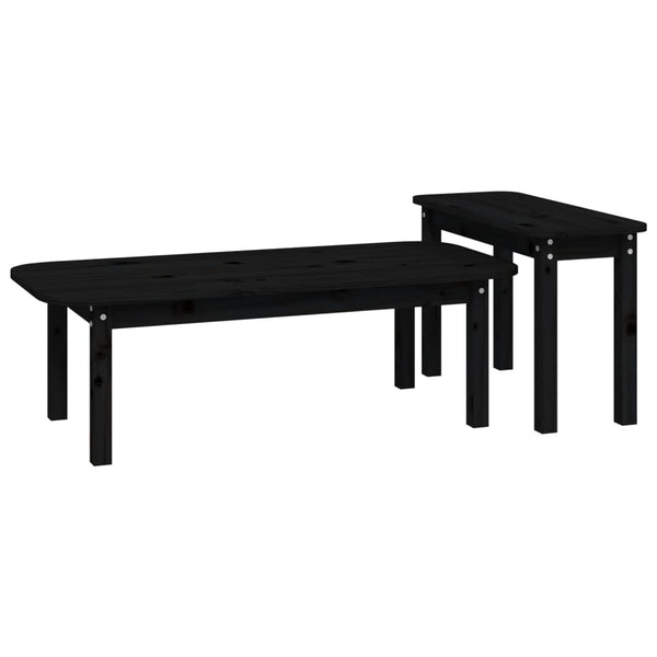 Schwarzes Couchtisch-Set Aviana (2-teilig, Kiefer)