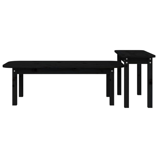 Schwarzes Couchtisch-Set Aviana (2-teilig, Kiefer)