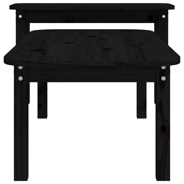 Schwarzes Couchtisch-Set Aviana (2-teilig, Kiefer)