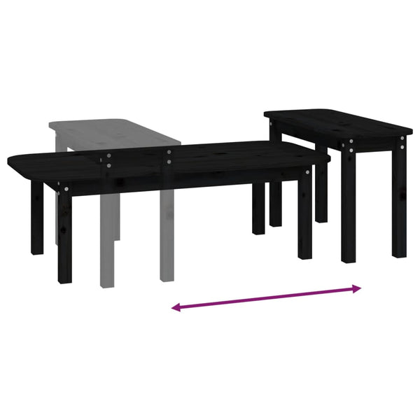 Schwarzes Couchtisch-Set Aviana (2-teilig, Kiefer)