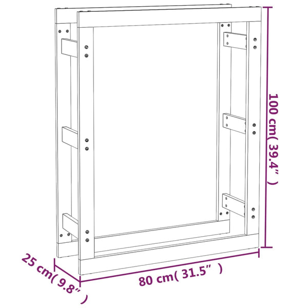 Graues Brennholzregal Mixaura 80x25x100cm (Kiefer)