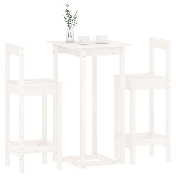 Weißes Bartischset Gabrilia (3-teilig, Kiefer)