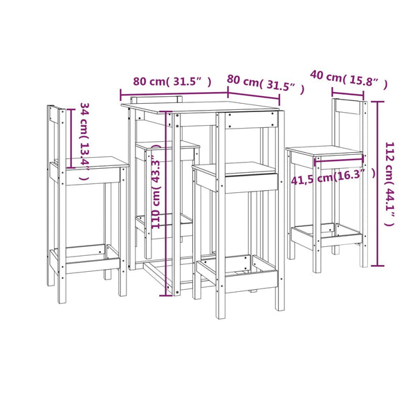 Barsatz Enita (5-teilig, Kiefer)