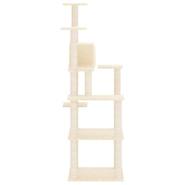 Creme Katzenkratzbaum mit Sisal-Kratzsäulen Miralichia 153cm
