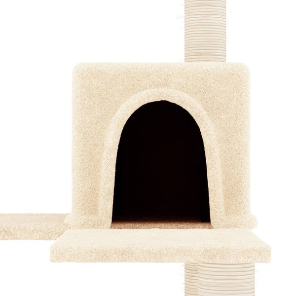Creme Katzenkratzbaum mit Sisal-Kratzsäulen Miralichia 153cm