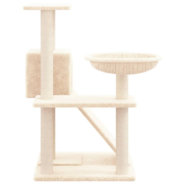 Kratzbaum Iozofina 82 cm mit Sisal-Kratzsäulen in Creme für Katzen