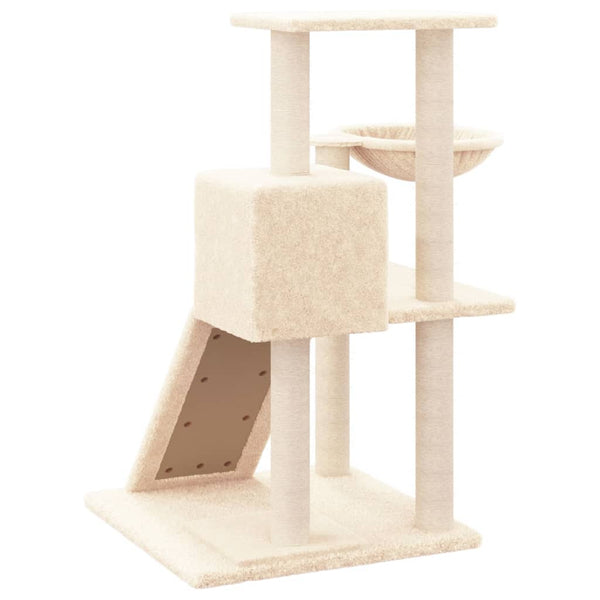 Kratzbaum Iozofina 82 cm mit Sisal-Kratzsäulen in Creme für Katzen