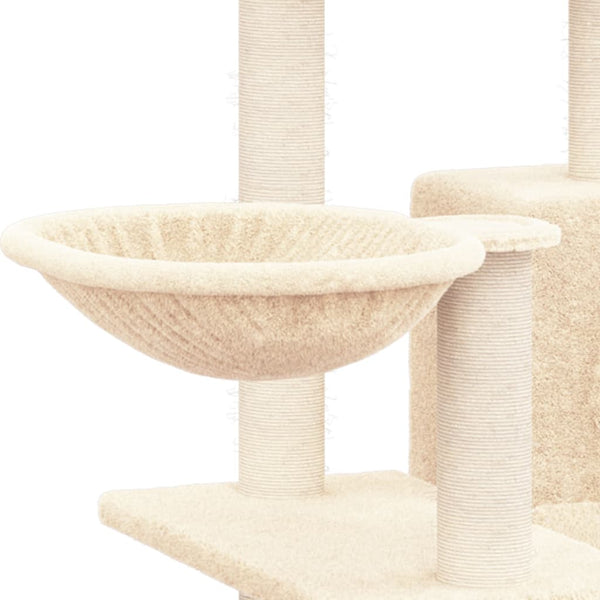 Kratzbaum Iozofina 82 cm mit Sisal-Kratzsäulen in Creme für Katzen