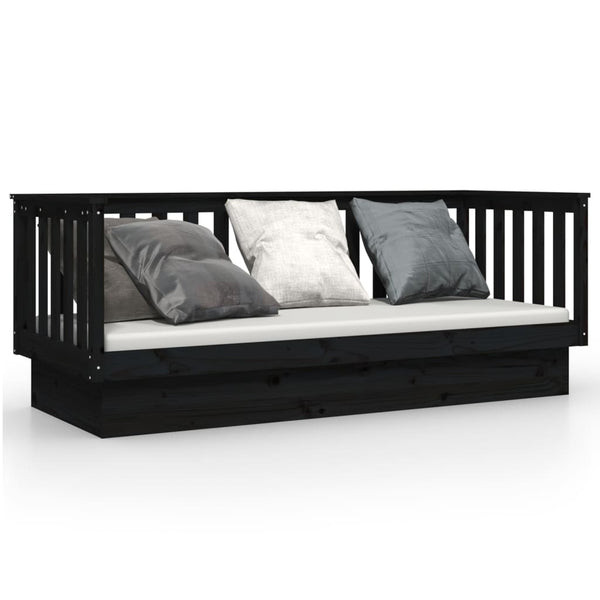 Schwarzes Schlafsofa Paseta 75x190cm (Kiefer)