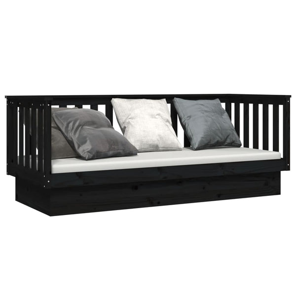 Schwarzes Schlafsofa Paseta 75x190cm (Kiefer)