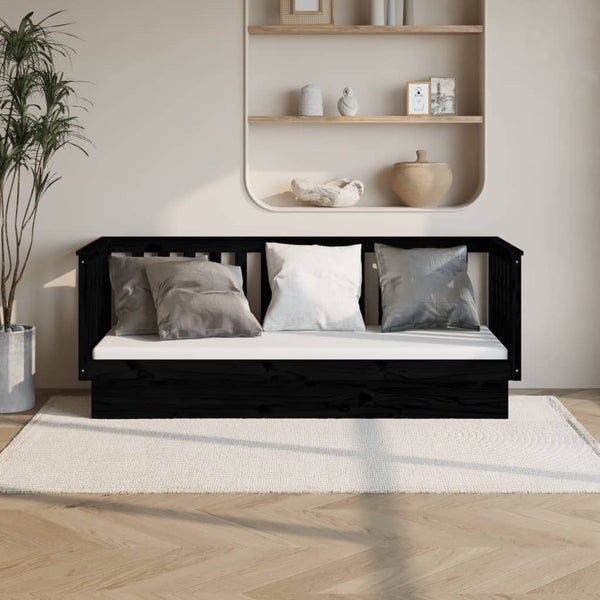 Schwarzes Schlafsofa Paseta 75x190cm (Kiefer)