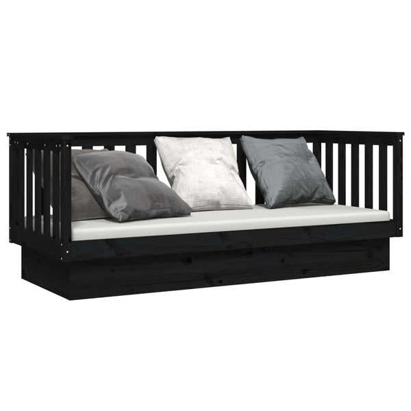 Schwarzes Schlafsofa Paseta 90x190cm (Kiefer)