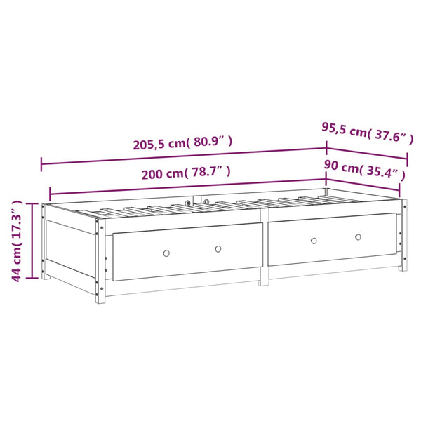 Weißes Schlafsofa Legarde 90x200cm (Kiefer)