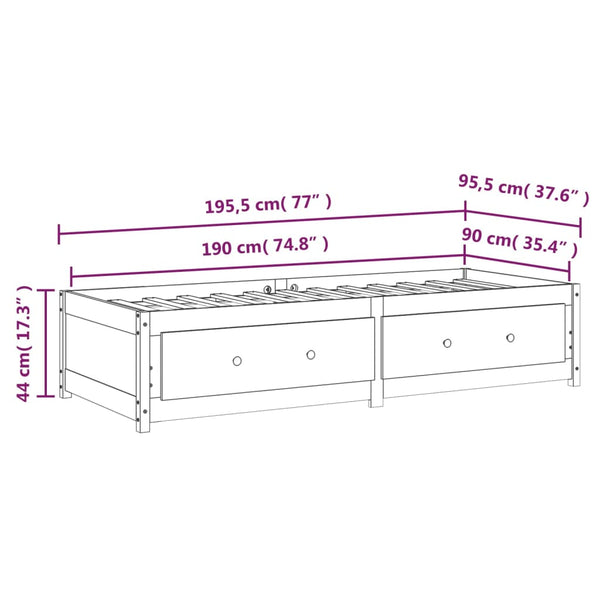 Honigbraunes Schlafsofa Legarde 90x190cm (Einzelbett Kiefer)