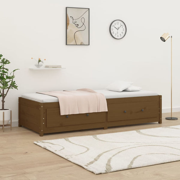 Honigbraunes Schlafsofa Legarde 90x190cm (Einzelbett Kiefer)