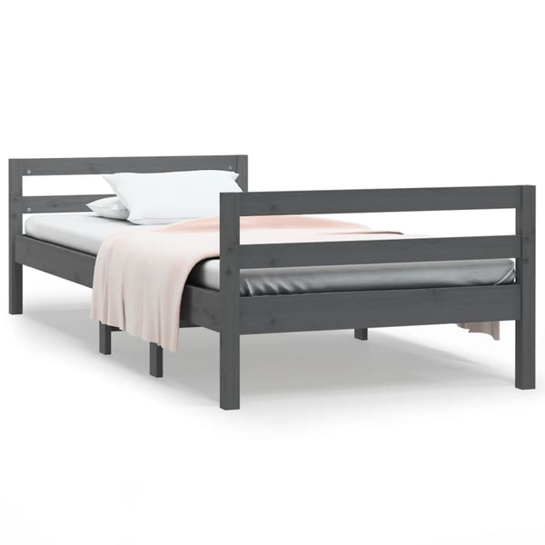 Graues Bettgestell Bitboaca 75x190cm (Kiefer)