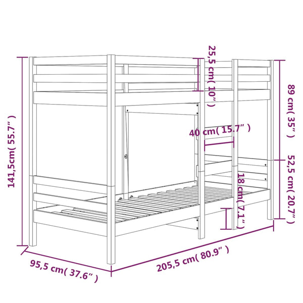 Etagenbett Niana 90x200cm (Kiefer)