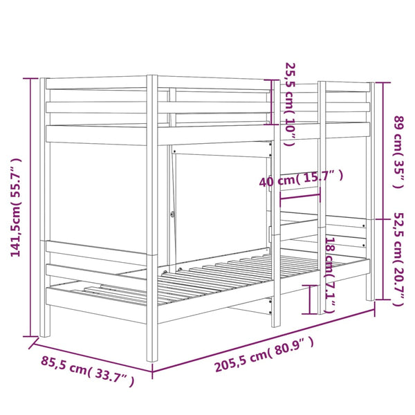 Etagenbett Niana 80x200cm (Kiefer)