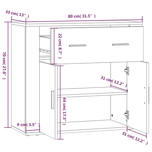 Betoninharmaa senkki Stefanesc 80x33x70cm (puinen)
