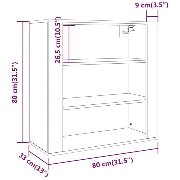 Wandhängeschrank Smoked Oak Fat 80x33x80cm (Holz)