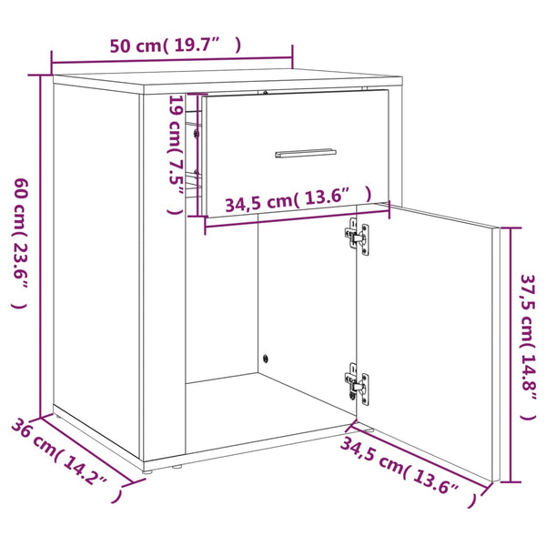 Nachttisch Sonoria 50x36x60cm, betongrau (Holz)