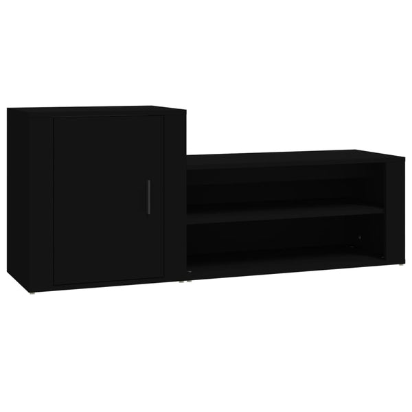 Schwarzer Schuhschrank Tara 130x35x54cm (Holz)