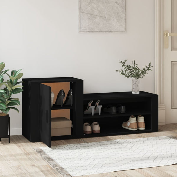 Schwarzer Schuhschrank Tara 130x35x54cm (Holz)