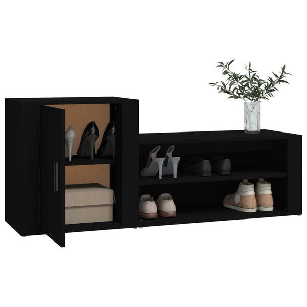 Schwarzer Schuhschrank Tara 130x35x54cm (Holz)