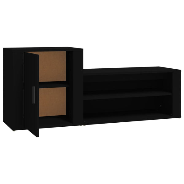 Schwarzer Schuhschrank Tara 130x35x54cm (Holz)