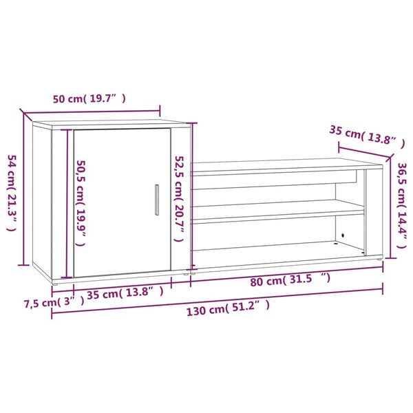 Grauer Schuhschrank Tara 130x35x54cm (Holz)