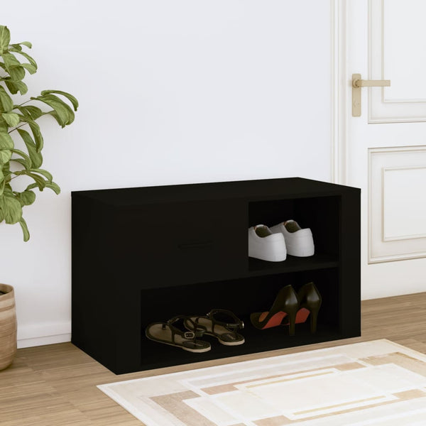 Schwarzer Schuhschrank Glicherie 80x35x45cm (Holz)