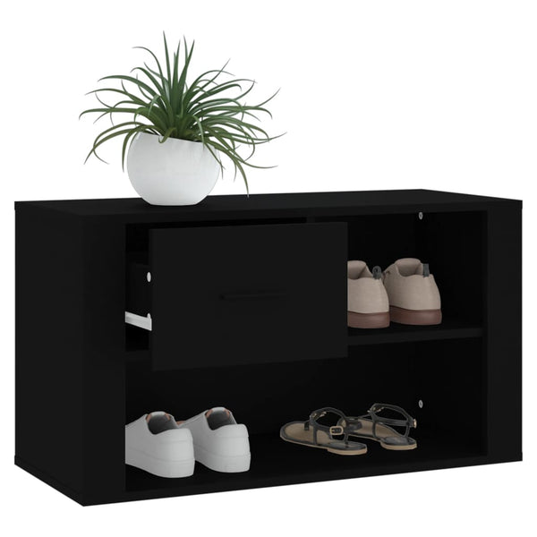 Schwarzer Schuhschrank Glicherie 80x35x45cm (Holz)