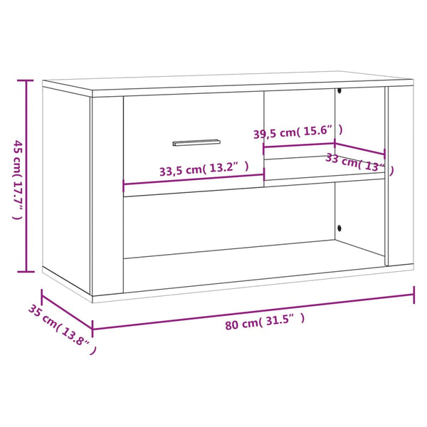 Schwarzer Schuhschrank Glicherie 80x35x45cm (Holz)