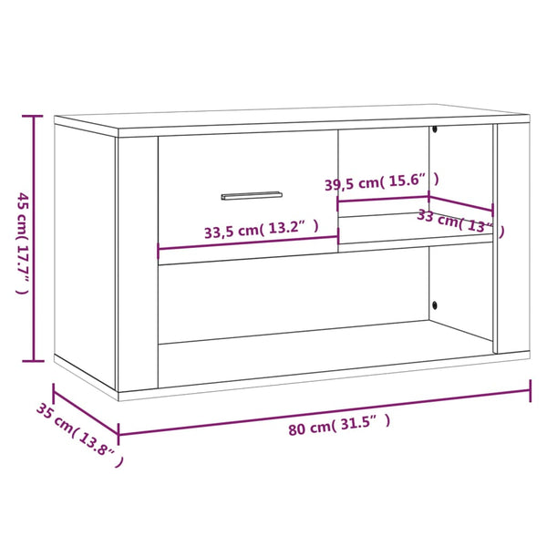 Schuhschrank Glicherie aus Rauchereiche 80x35x45cm (Holz)
