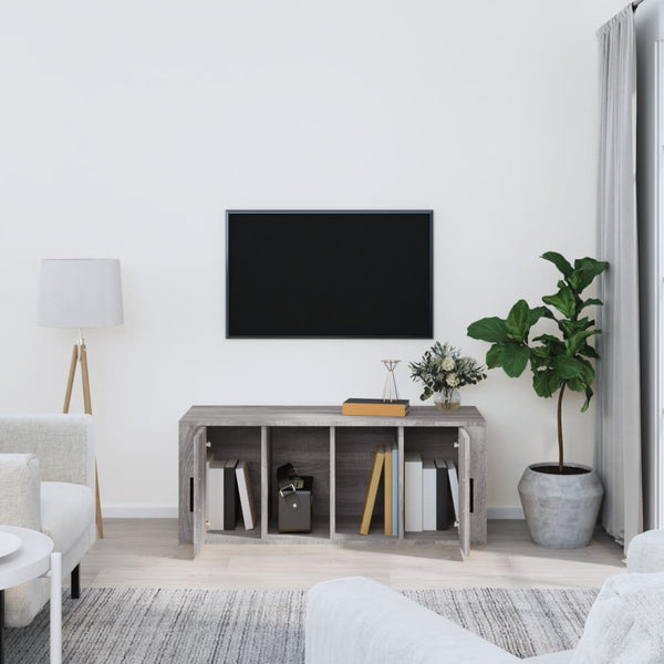 Graues TV-Möbel Wash 100x35x40cm (Holz)