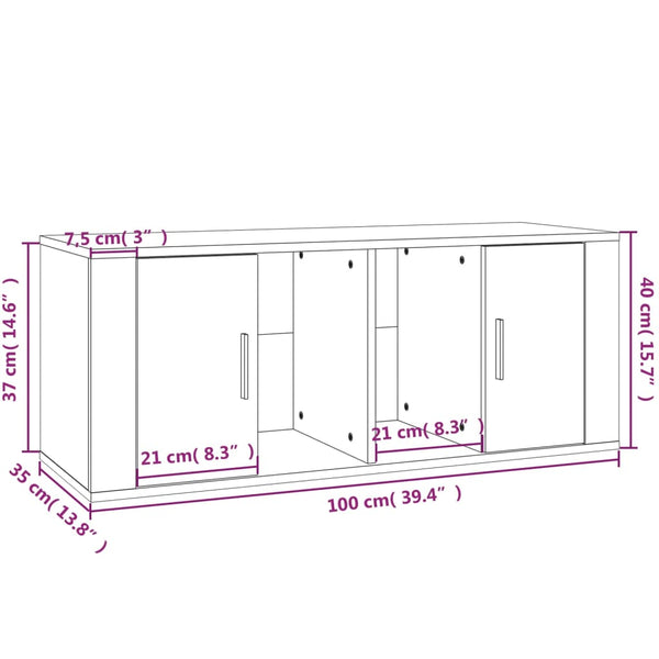 Graues TV-Möbel Wash 100x35x40cm (Holz)