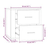 Grauer wandmontierter Nachttisch Naida 50x36x47cm