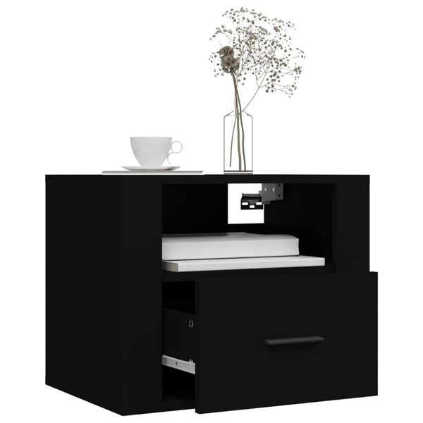 Schwarzer wandmontierter Nachttisch Wili 50x36x40cm