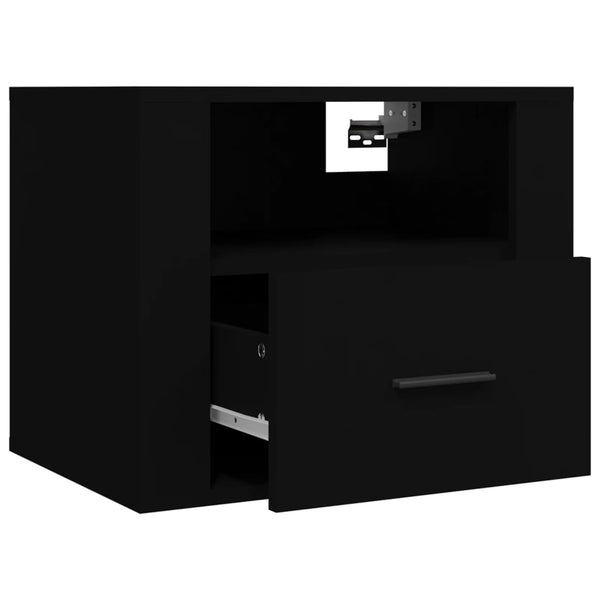 Schwarzer wandmontierter Nachttisch Wili 50x36x40cm