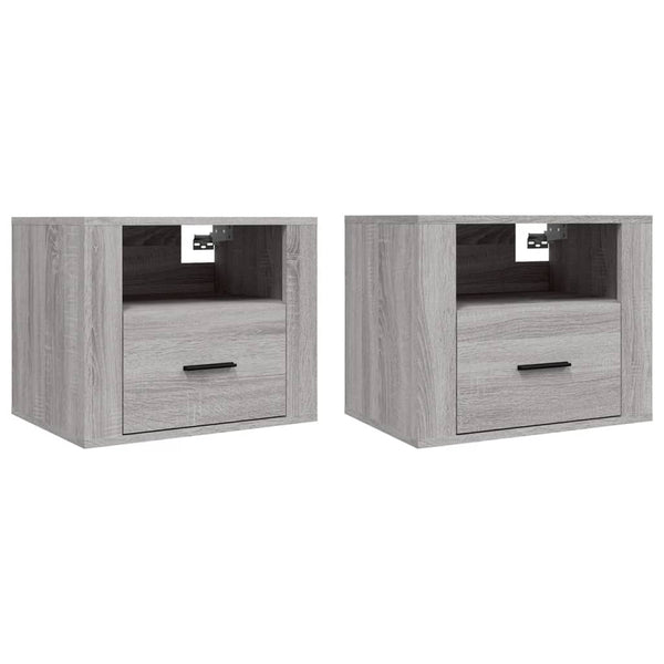 Harmaa seinäkiinnitettävät yöpöydät Wili 50x36x40cm (2 kpl sonoma)