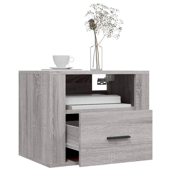 Harmaa seinäkiinnitettävät yöpöydät Wili 50x36x40cm (2 kpl sonoma)