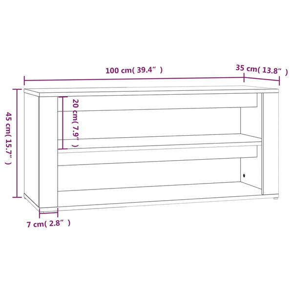 Weißer Schuhschrank Hore 100x35x45cm (Holz)